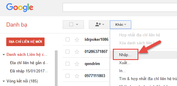 Add contact Gmail cho danh bạ Gmail từ file CSV