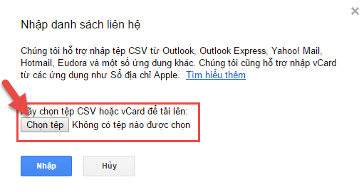 Add contact Gmail cho danh bạ Gmail từ file CSV