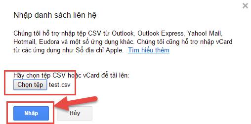Add contact Gmail cho danh bạ Gmail từ file CSV