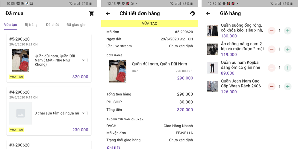 App dành cho khách hàng mua hàng livestream