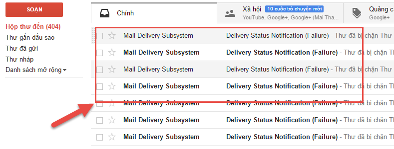 Bulk share bị chặn không gởi được email
