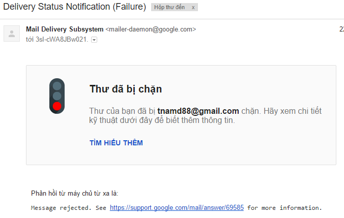 Bulk share bị chặn không gởi được email