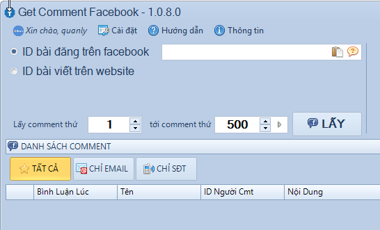 Cách lấy bình luận, email, số điện thoại trong comment của Facebook.