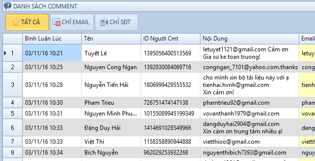 Cách lấy bình luận, email, số điện thoại trong comment của Facebook.