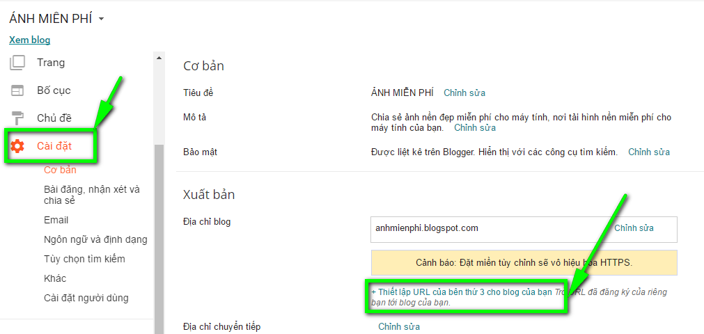 Huong dan cai dat tien mien (domain) cho blogspot
