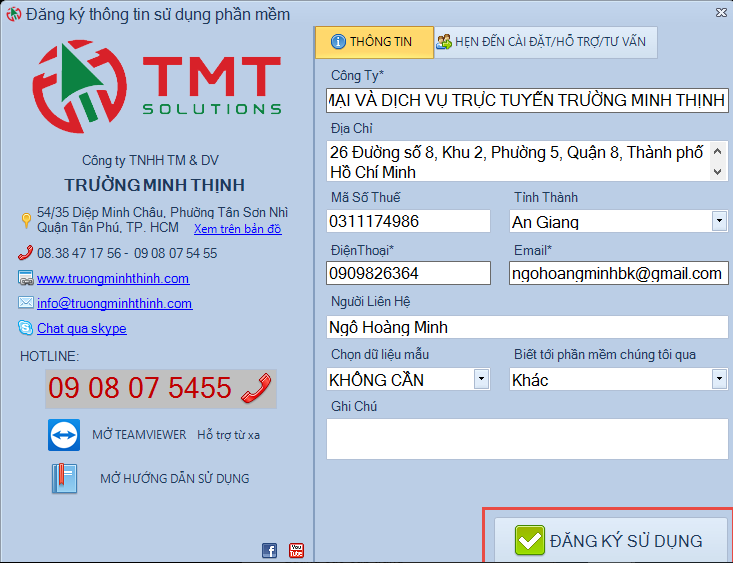 Chương trình kiểm tra MST