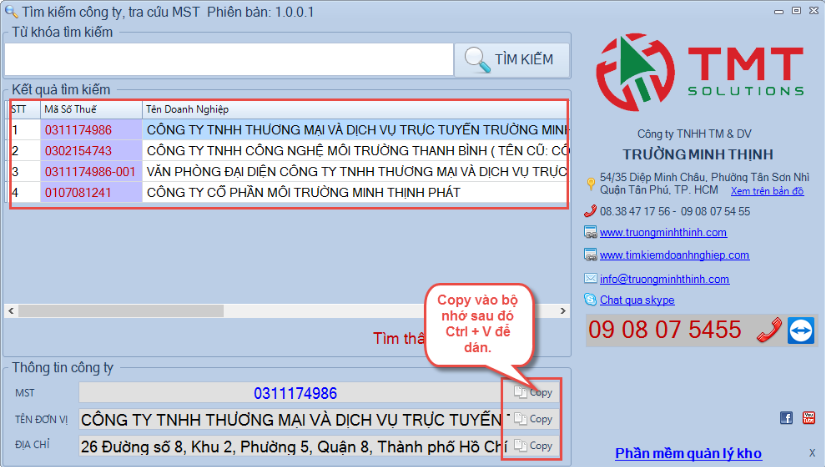 Chương trình kiểm tra MST