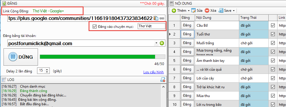 Cập nhật phần mềm seo Google Plus phiên bản 1.0.8.5