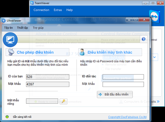 Hỗ trợ qua Teamviewer hoặc Ultraviewer