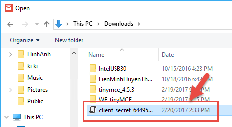 Hướng dẫn tạo file client ID json để gửi Gmail Marketig iClick