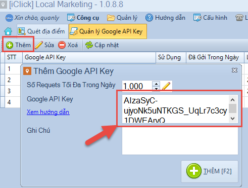 Tạo Client Key cho phần mềm Local Marketing