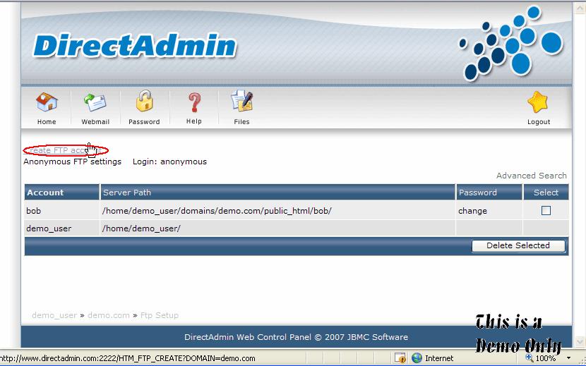 Tạo tài khoản FTP với DirectAdmin