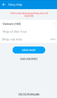 Lỗi khi chạy zalo trên máy ảo android
