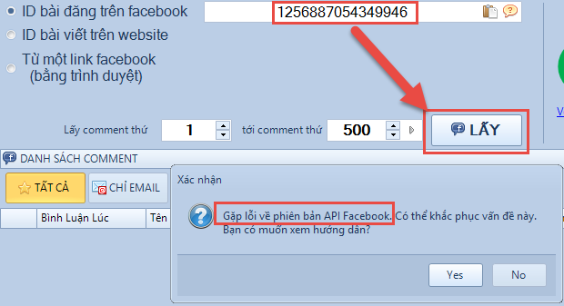 Lỗi phiên bản API Facebook, không lấy được bình luận Get Comment Faceook
