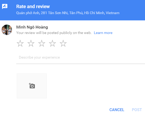 Link nhận đánh giá từ Google Maps