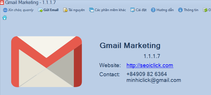 Nâng cấp phần mềm Gmail Marketing phiên bản 1.1.1.7