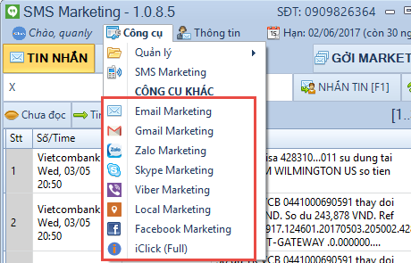 Phần mềm gửi tin nhắn SMS Marketing iClick