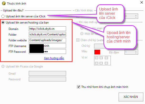 Cấu hình tài khoản ftp để upload ảnh trong iClick Editor