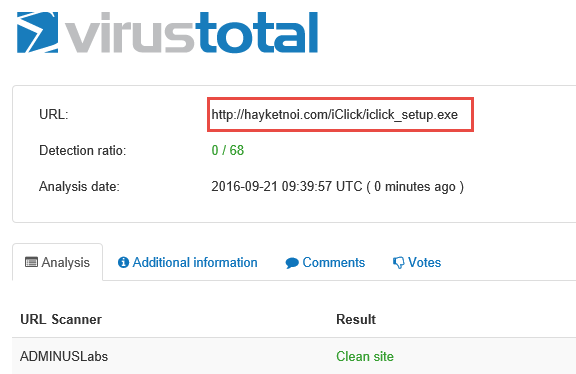Bản cài đặt iClick bị cảnh báo