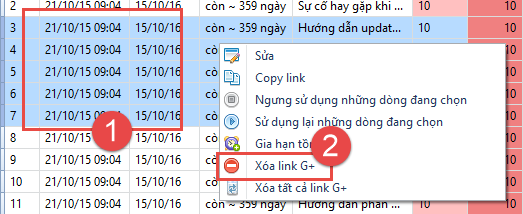 Bổ sung nút xóa tất cả link G, Youtube và Mạng xã hội