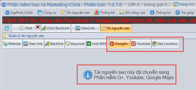 cập nhật phần mềm seo youtub, G+, google maps