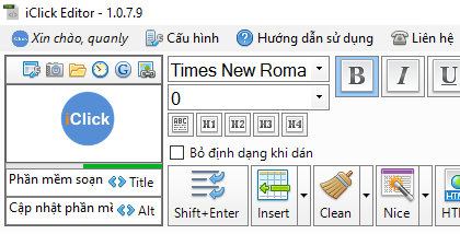 Cập nhật phần mềm soạn thảo HTML iClick Editor