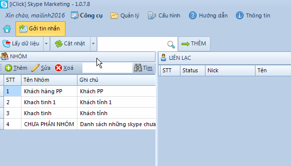 Cấu hình skype để gởi tin nhắn quảng cáo skype