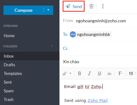 Đăng ký hộp mail Zoho