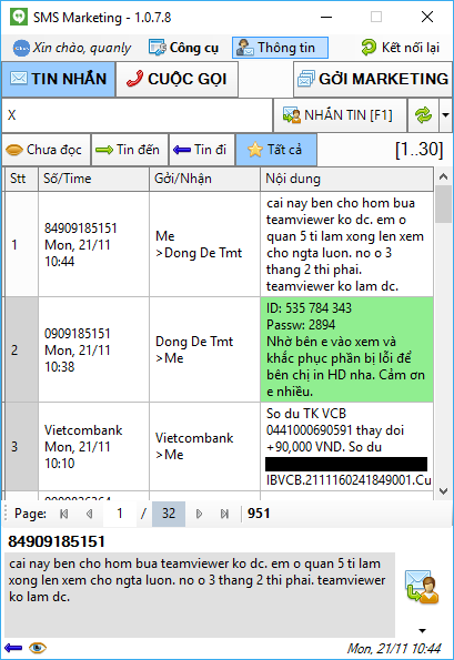 Gửi sms marketing từ file excel