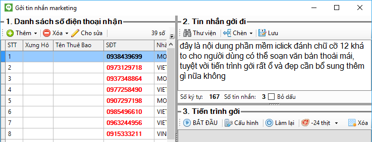 Gửi sms marketing từ file excel