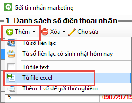 Gửi sms marketing từ file excel