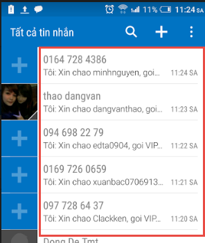 Gửi sms marketing từ file excel