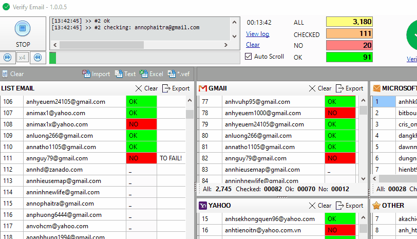 hướng dẫn lọc email chết với verify email iClick