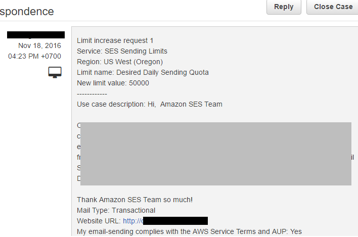 Hướng dẫn mở limit Amazon SES