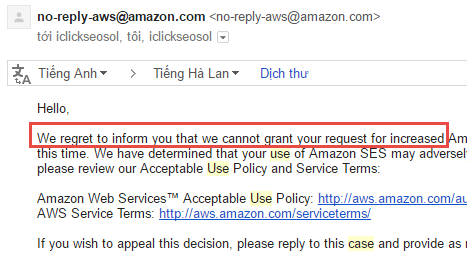 Hướng dẫn mở limit Amazon SES