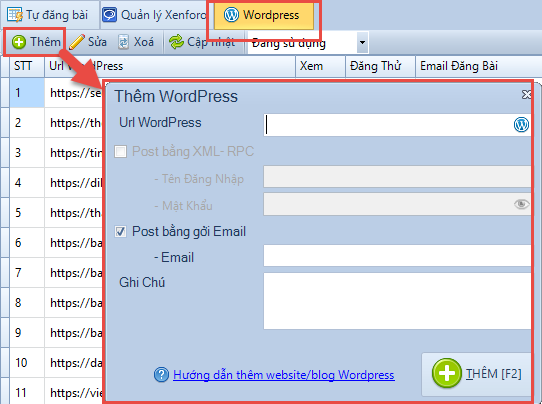 Hướng dẫn thêm wordpress blog hoặc website để đăng bài tự động