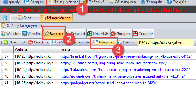 Hướng dẫn thêm nhiều backlink vào iClick