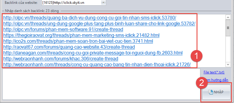 Hướng dẫn thêm nhiều backlink vào iClick