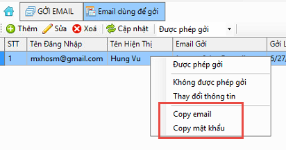 Không gởi được email marketing iClick bằng gmail