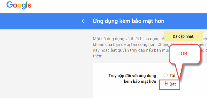 Không gởi được email marketing iClick bằng gmail