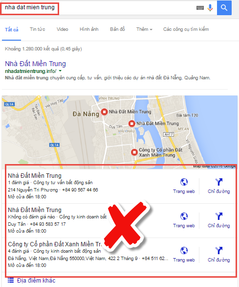 Không thêm được từ khóa seo địa điểm iClick