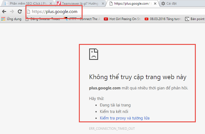 Không vào được Google Plus