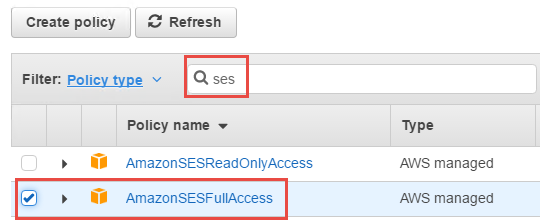 Kết nối với Amazon SES để gởi email