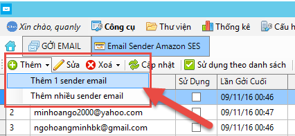 Kết nối với Amazon SES để gởi email