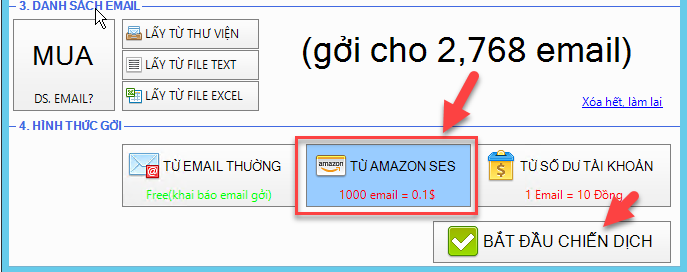 Kết nối với Amazon SES để gởi email