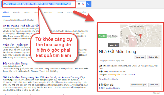 Làm gì khi từ khóa seo địa điểm không hiện bên phải
