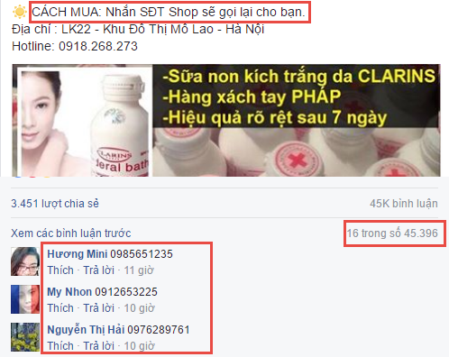 Lấy thông tin khách hàng từ comment face book