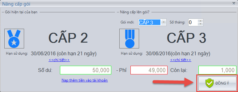 Nâng cấp gói VIP iClick thấp lên cao