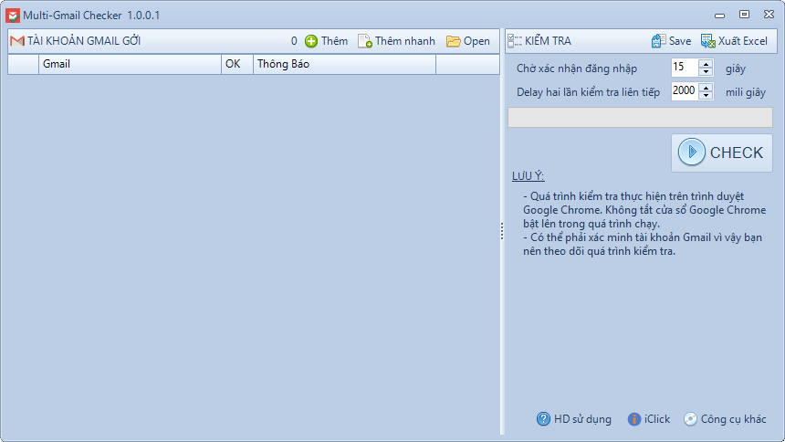 Phần mềm check hoàng loạt gmail sống chết bằng cách đăng nhập Multi-Gmail Checker