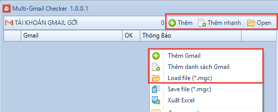 Phần mềm check hoàng loạt gmail sống chết bằng cách đăng nhập Multi-Gmail Checker
